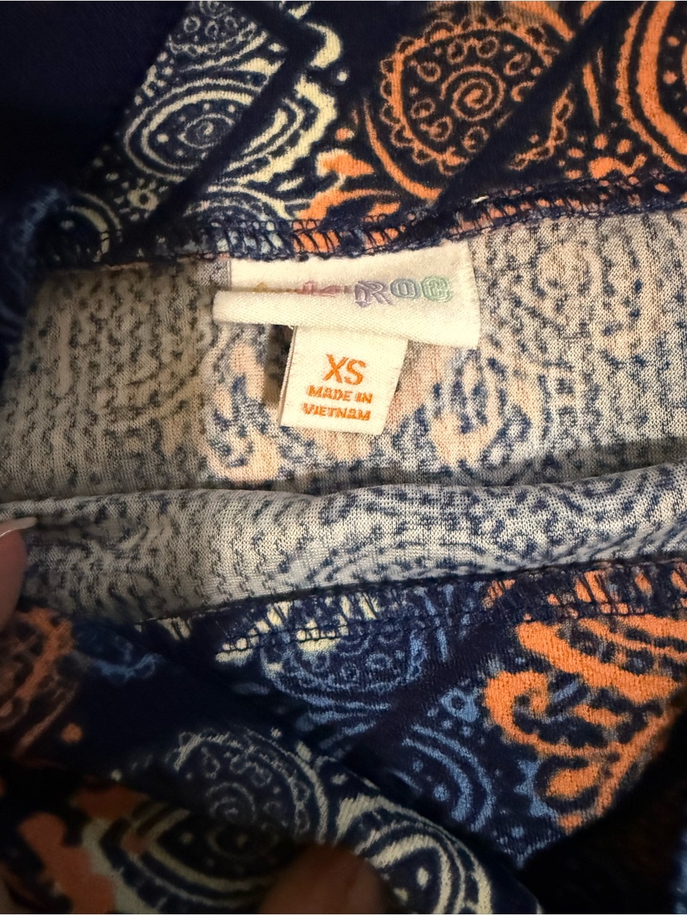 LuLaRoe Cassie pencil skirt Navy with Orange & White Paisley Print - Picture 2 of 4
